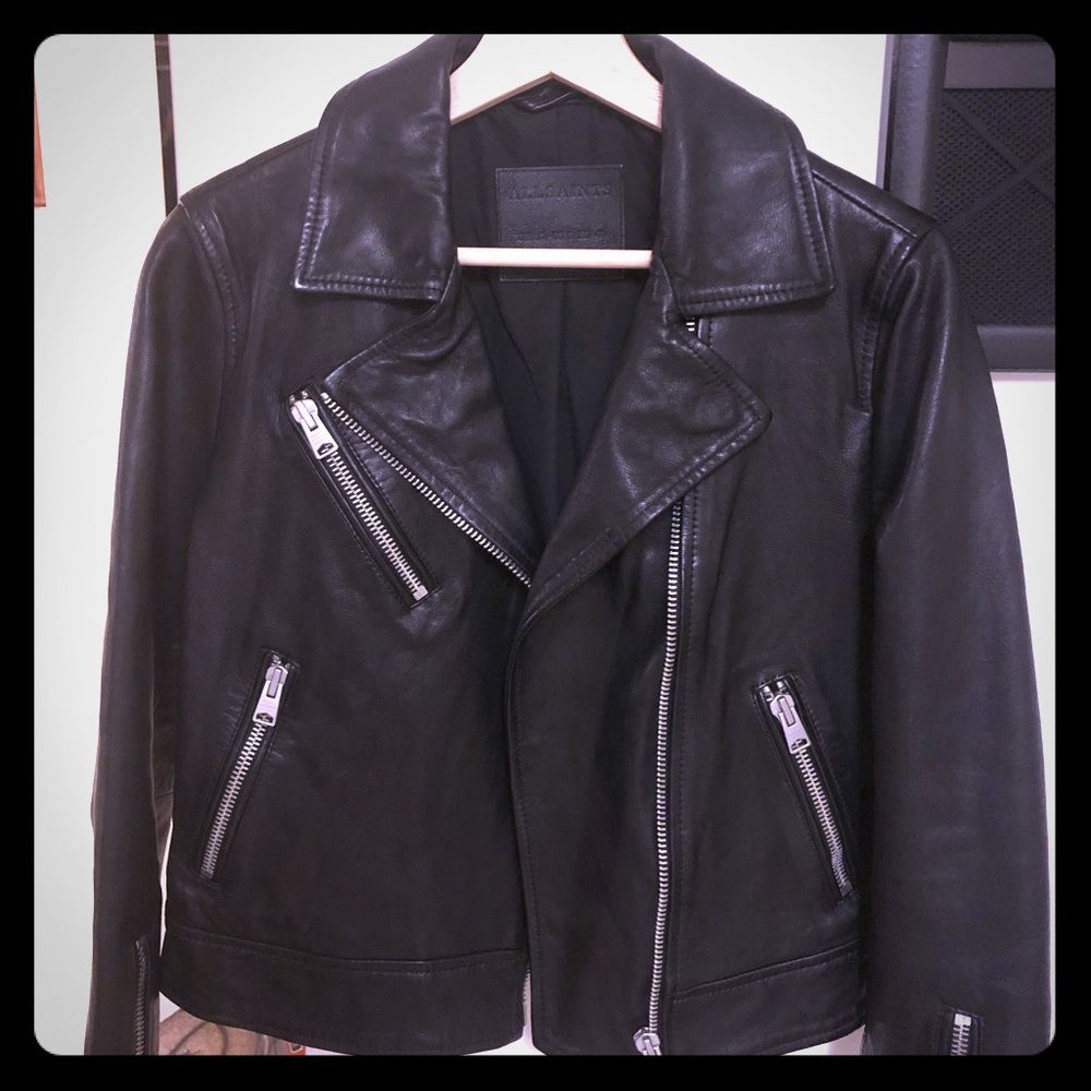 NWOT All Saints Fia Leather Biker Jacket US8/UK12